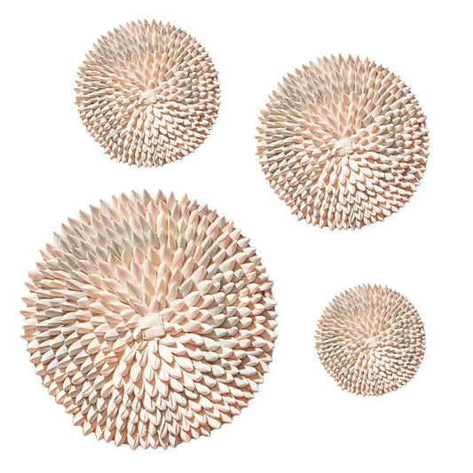 Set of four porcupine wall baskets with a textured, coral-like design on a white background.