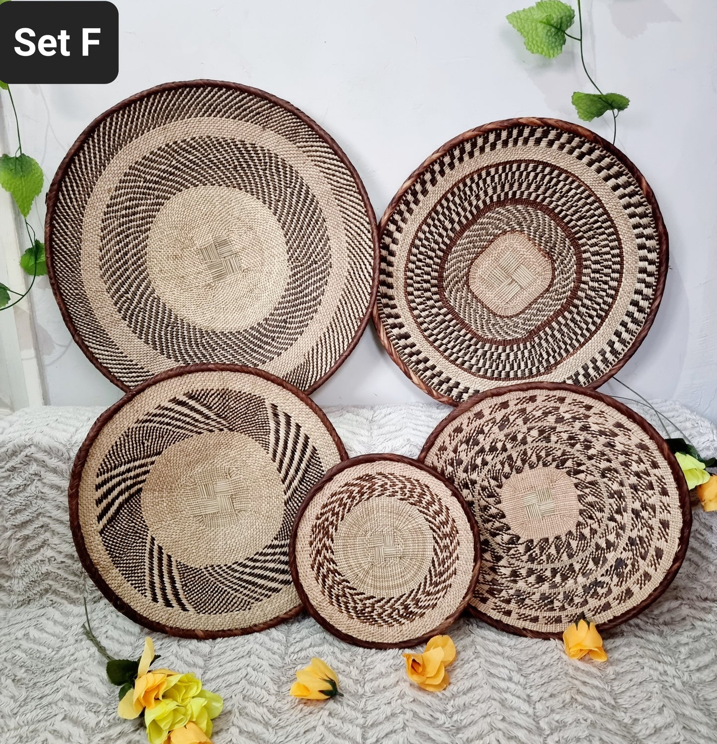Woven Basket Set of 5, Perfect African Basket Set