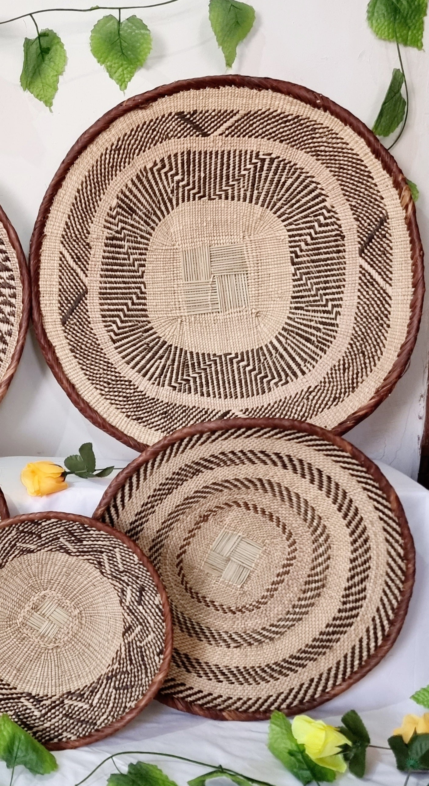 Lovely set of 5 Tonga Baskets for African Wall Decor