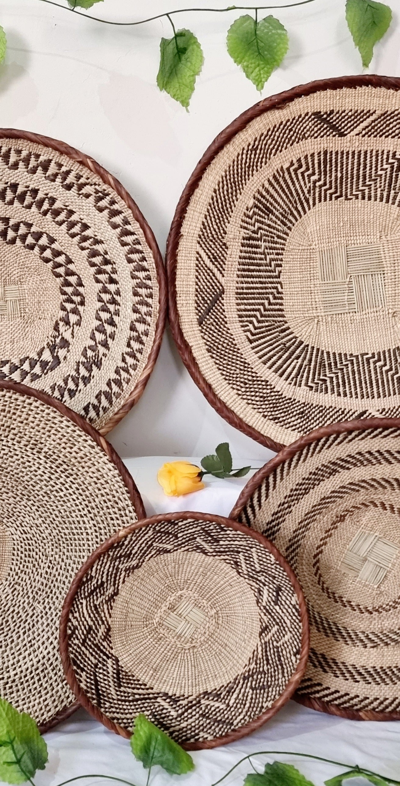 Lovely set of 5 Tonga Baskets for African Wall Decor