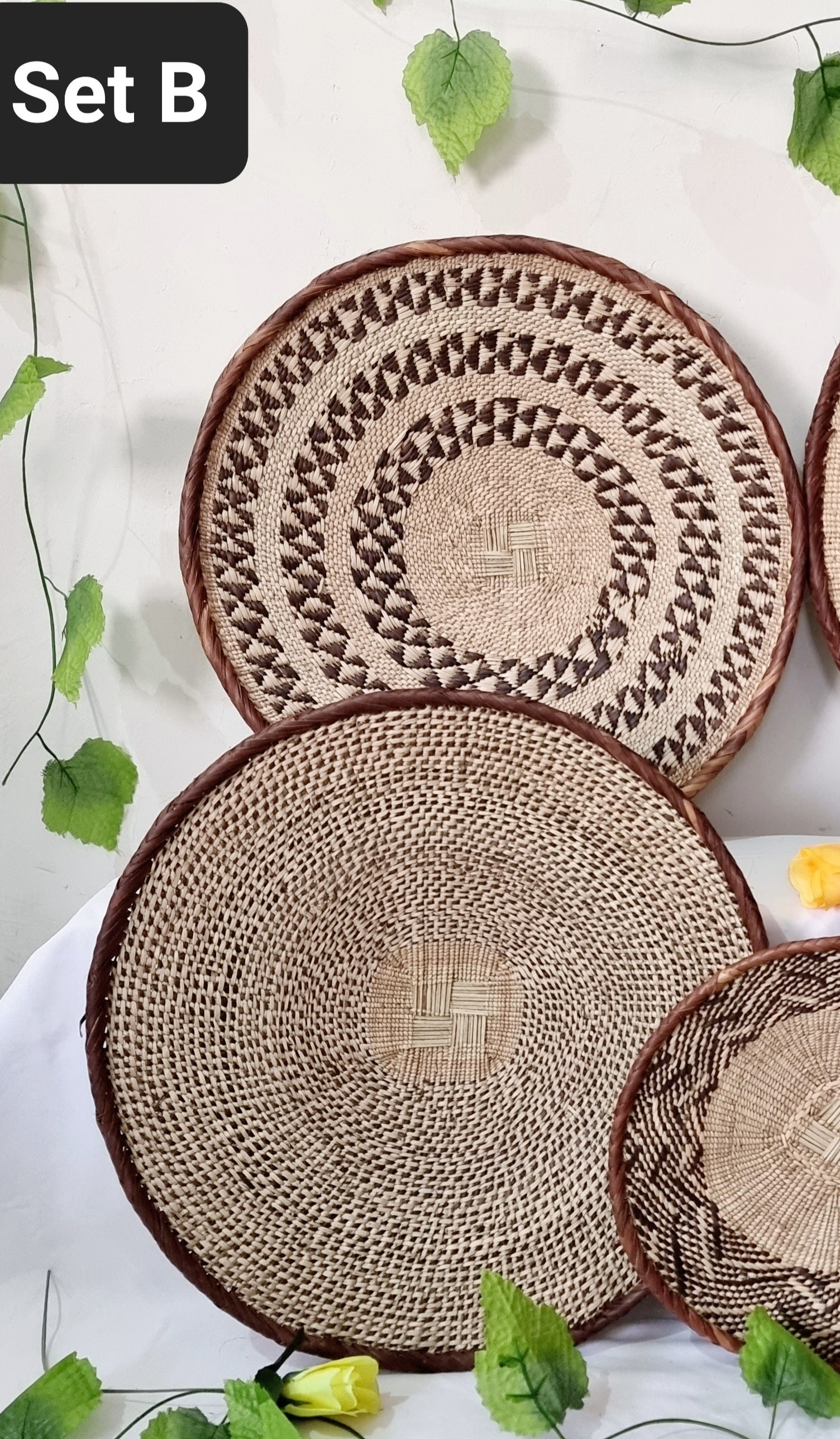 Lovely set of 5 Tonga Baskets for African Wall Decor