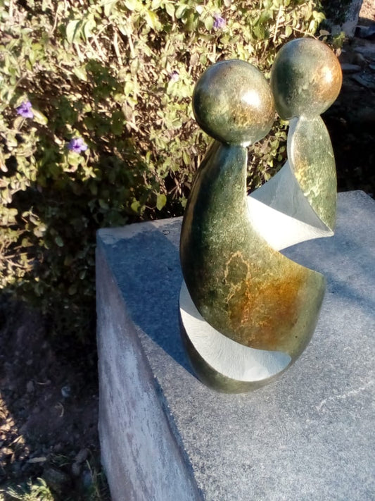 The Lovers Sculpture Shona Stone Dancing Lovers Zimbabwe Sculpture 15" African Art Abstract Statue
