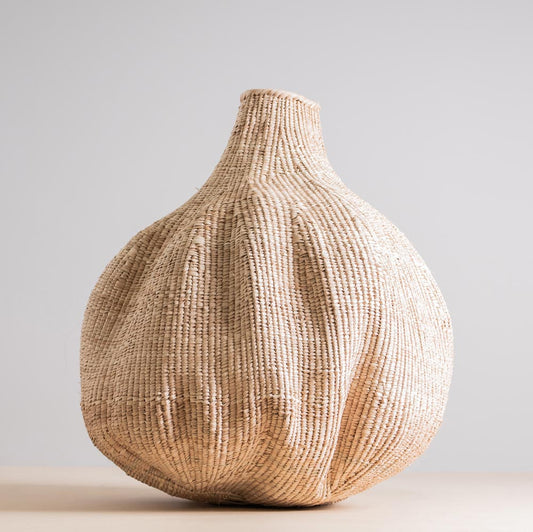 Garlic Gourd Basket | 16" Woven Vase | Bolga Gourd | Bulawayo Gourd