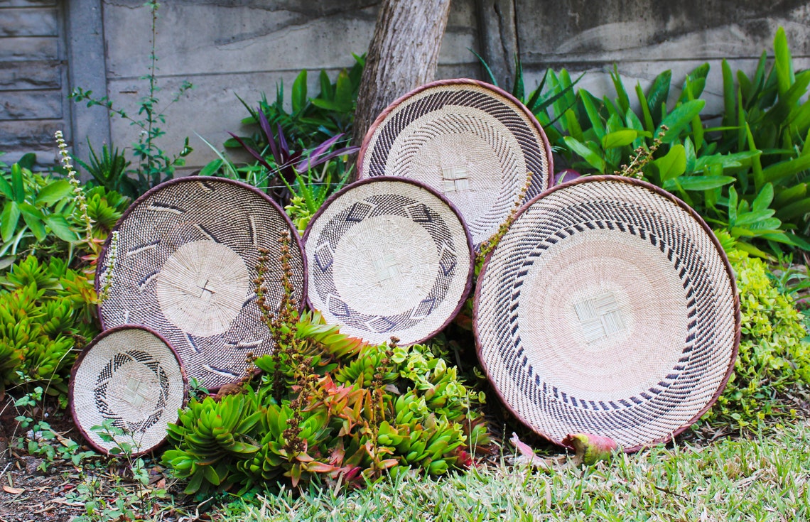 African Wall Basket Set of 5 | Woven Basket