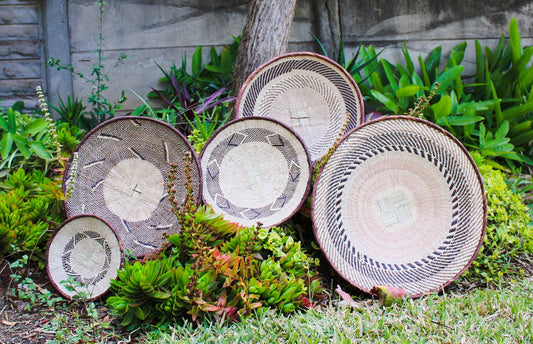 African Wall Basket Set of 5 | Woven Basket