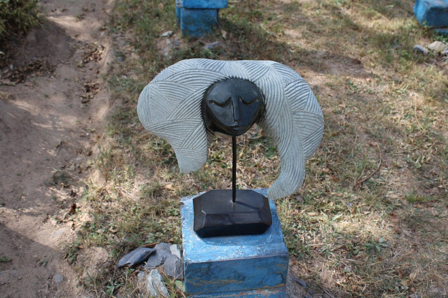 Shona Stone Sculpture Abstract Bust Zimbabwe Proud Of My Hair Shona Signed Art