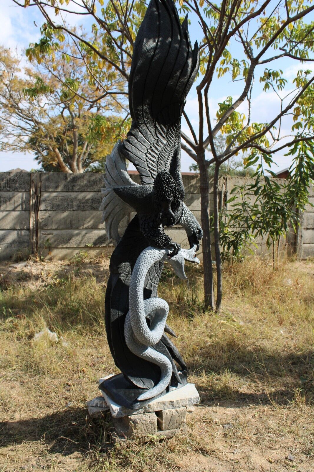 90" Majestic American Bald Eagle Garden Sculpture & Statue Stone Art Yard Décor