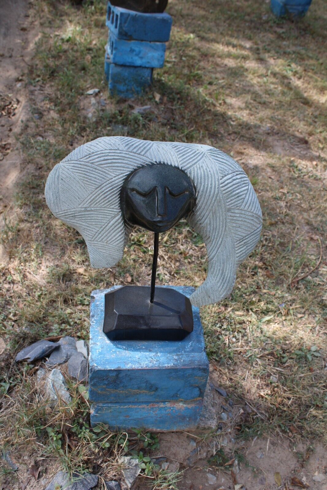 Shona Stone Sculpture Abstract Bust Zimbabwe Proud Of My Hair Shona Signed Art