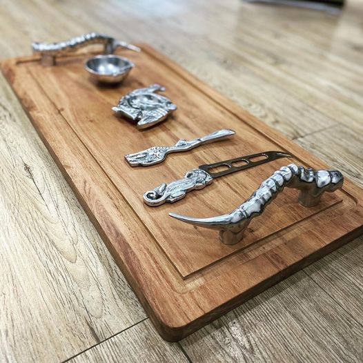 39" Teak Cheese Board Gift Set | Handmade Cheese Board | Charcuterie Serving Platter